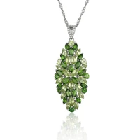 gz zongfa 925 sterling silver pendant for women natural peridot chrome diopside mix gem custom necklace fashion fine jewelry