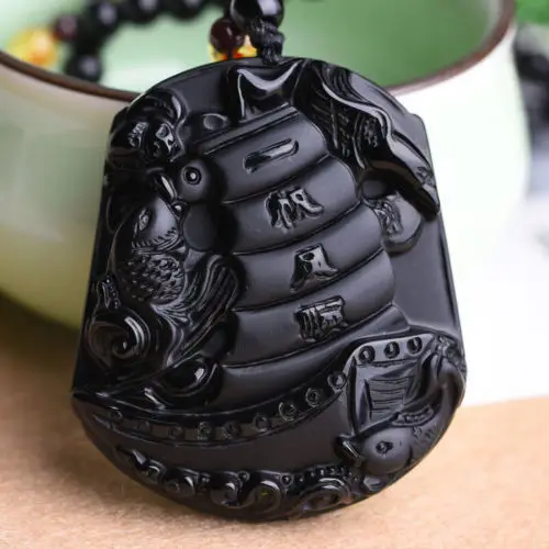 LETSFUN Изящные Ювелирные изделия из натурального обсидиана ручная резная лодка