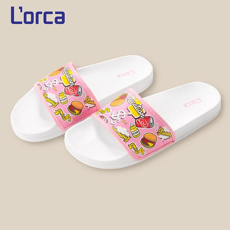 Женские тапочки с красочным принтом граффити из мультфильма летние пляжные