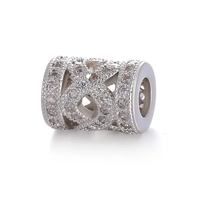 White Gold Juya DIY золотые/серебряные/розовые золотые разделительные бусины, поставки, микро проложенные циркониевые изогнутые трубчатые бусины для изготовления ювелирных изделий из натурального камня и жемчуга - Цвет: White Gold