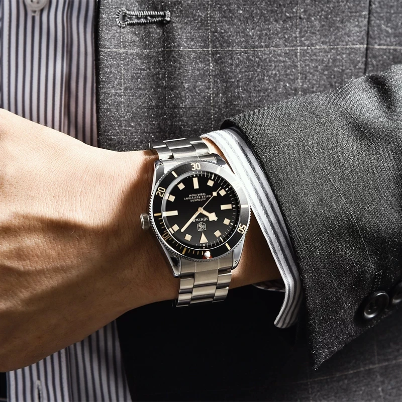 

BENYAR Luxury Brand 2021 New Men's Mechanical Watches Stainless Steel Automatic Men Wristwatch Waterproof 100M Sports Watches