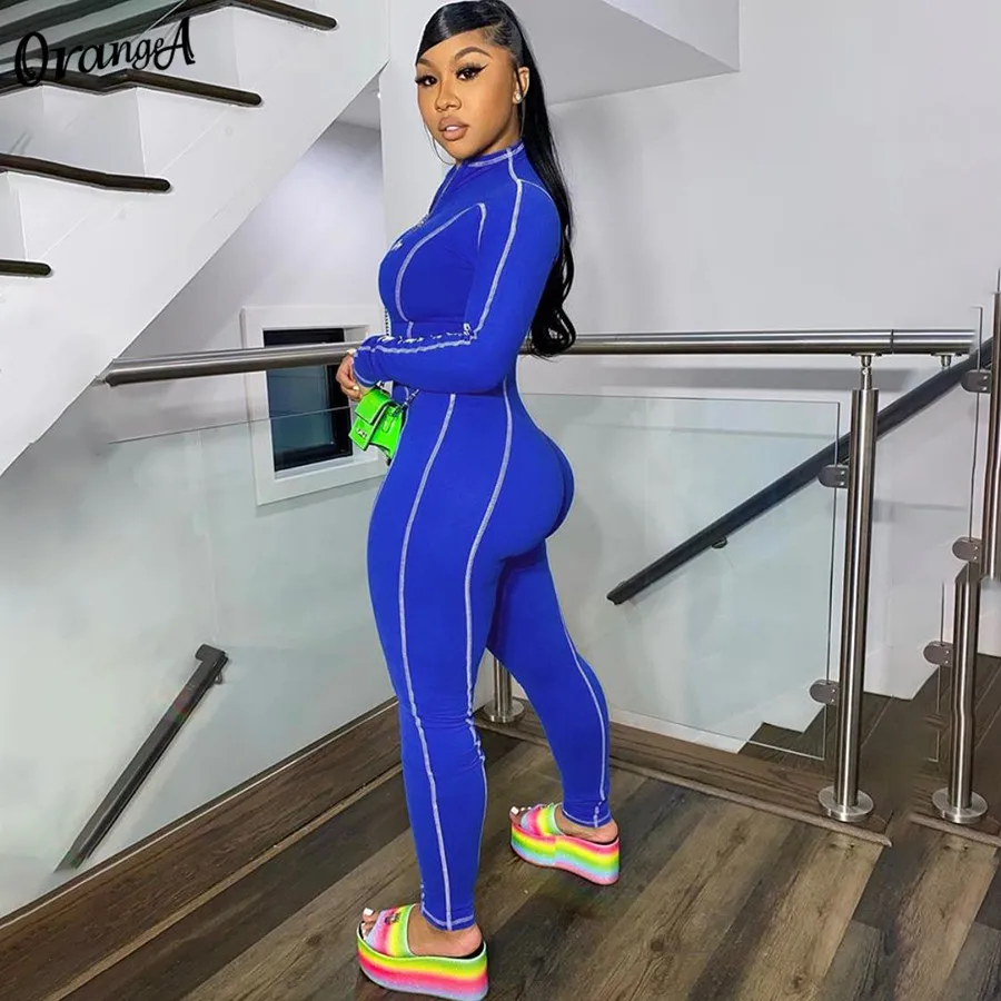 Женский комбинезон для фитнеса OrangeA повседневный Облегающий с длинным рукавом и