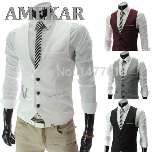 

2021 New Arrival Dress Vests for Men Slim Fit Mens Suit Vest Male Waistcoat Gilet Homme Casual Sleeveless Formal Business Jacket