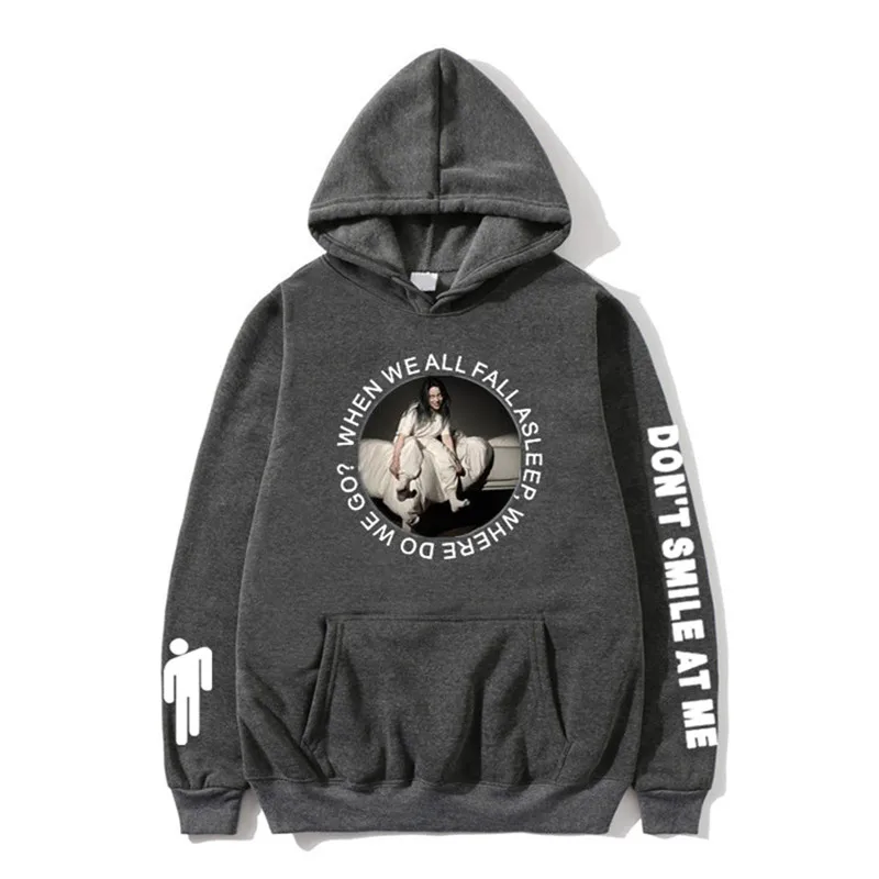 23Dark gray Новинка года, толстовка с капюшоном Billie Eilish, модные толстовки с принтом для женщин и мужчин, толстовки с длинными рукавами, лидер продаж, Повседневная Уличная одежда Sudadera Hombre - Цвет: 23Dark gray