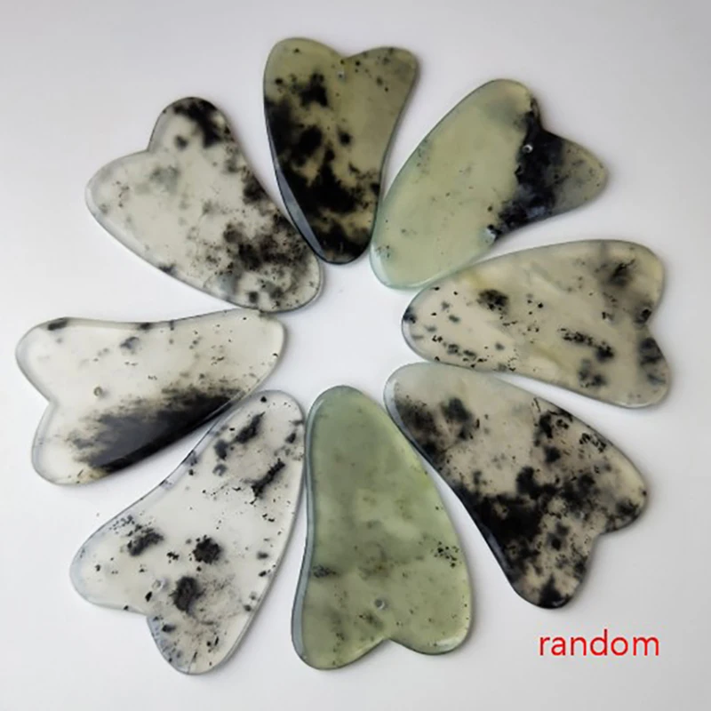 

1*Gua Sha Board Scraper Natural Xiuyan Ink Jade Holographic Massage Tablet Face Eye Meridian Scraping Board Guasha Massage Tool