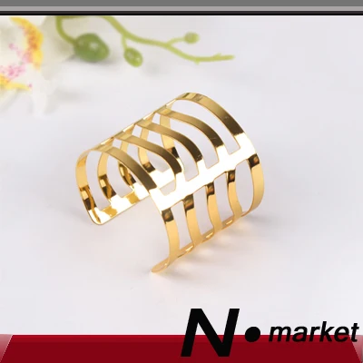

Israel style 6 pcs Open Wave Gold Silver Napkin Rings For Weddings Decoration Round Hollow out Napkin Holder