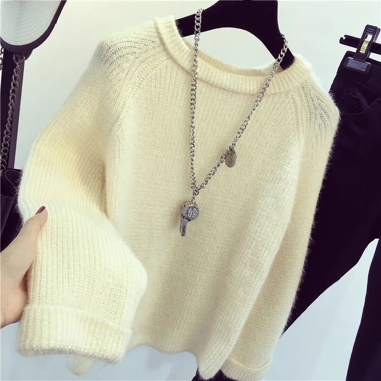 0.4 Winter New Shining Fluffy Soft Mohair Warm Sweater For Women Sweaters Pullovers Pull Femme Tricot Jersey Tops Jumper | Женская