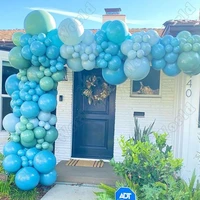 wedding birthday party celebration decor avocado green latex balloon garland teal blue balloon arch kit baby shower event decor
