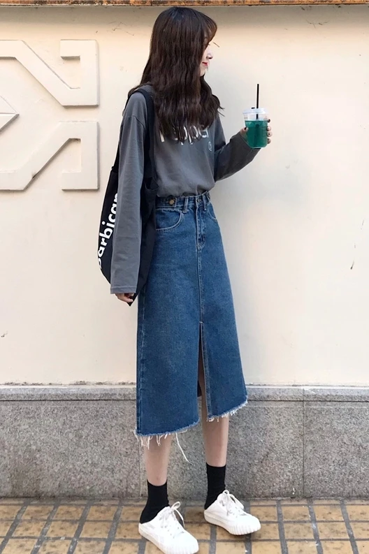 Весна-лето 2020 новая молодежная мода тонкая обтягивающая юбка Джинсовая с высокой