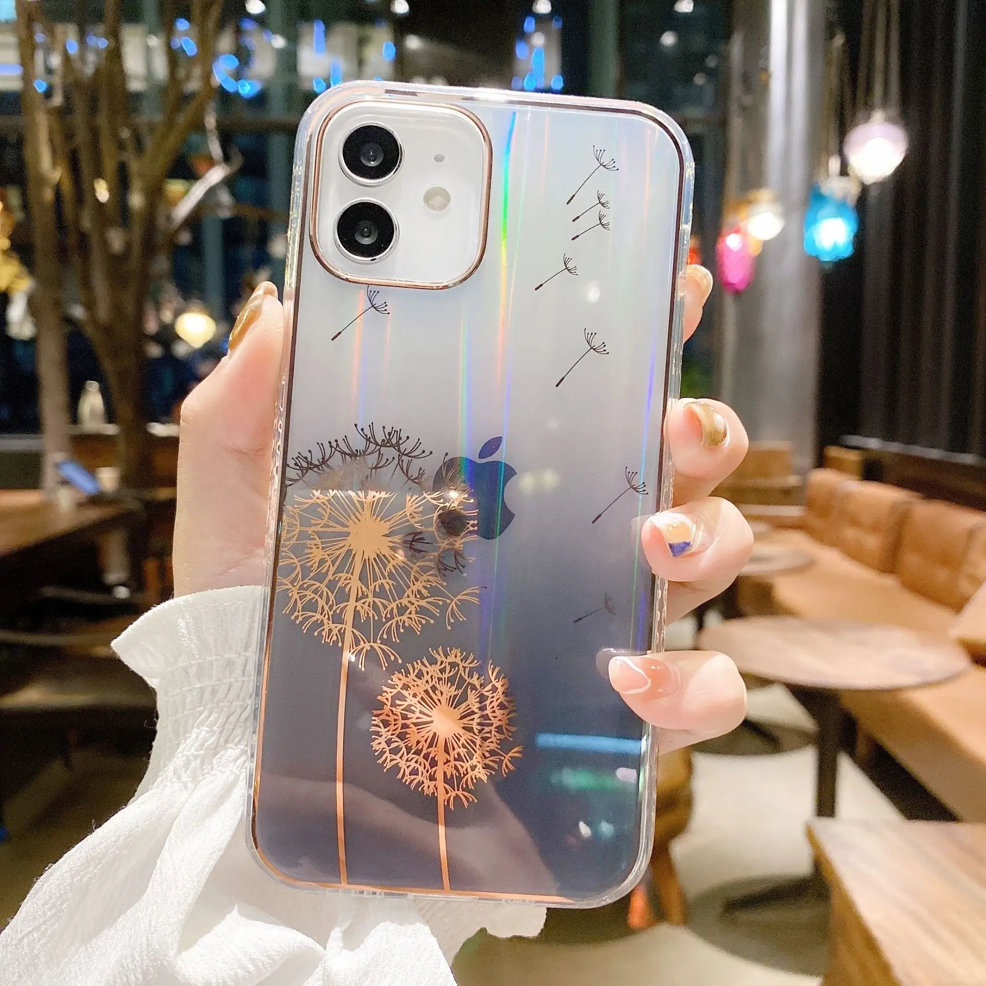 

Luxury Gradient Laser Flower Phone Case For iPhone 11 12 Pro Max 7 8 Plus X XR XS Max Bumper Shockproof Back Cover