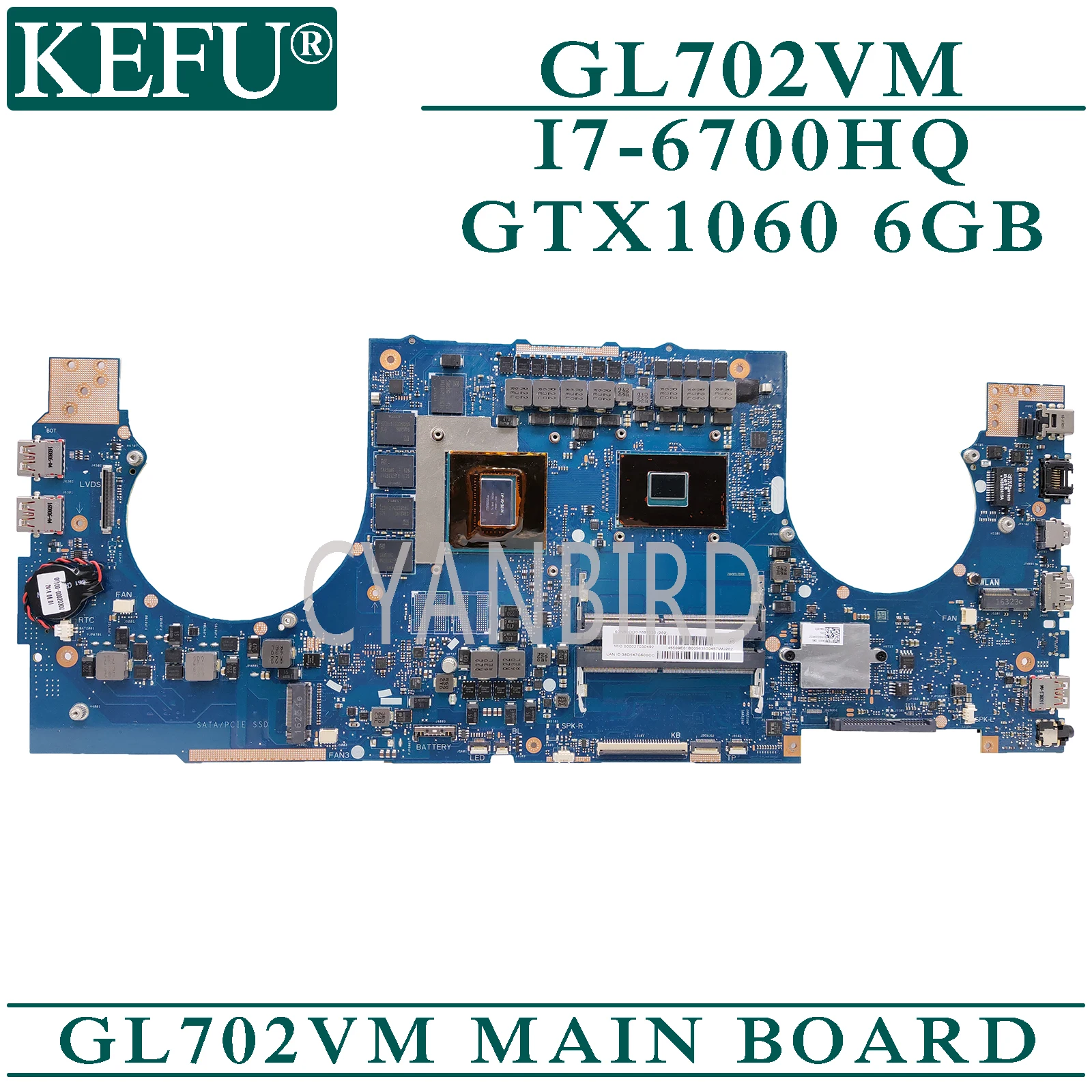 

KEFU GL702VM оригинальная материнская плата ASUS ROG GL702VM с I7-6700HQ GTX1060-6GB материнская плата для ноутбука