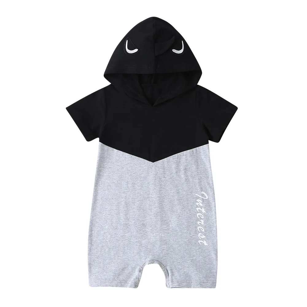 

2020 Summer Baby Infant Rompers Baby Boys Clothes Short Sleeve Hooded Patchwork Baby Clothes Rompers Kids Baby Costume