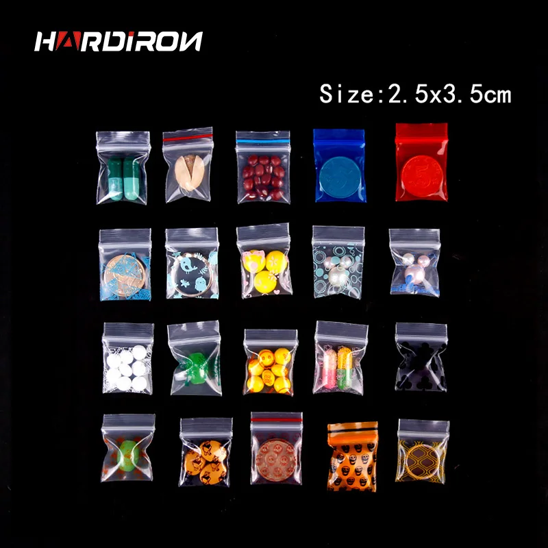 

2.5x3.5cm Color Small Mini Plastic PE Bag Thick Transparent Ziplock Sack Colorful Various Jewelry Necklace Sealed Packing Pouch