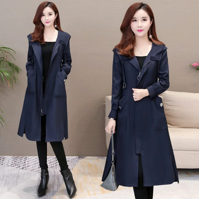 Тренчкот длинный Классический женский Повседневная тонкая ветровка длинное