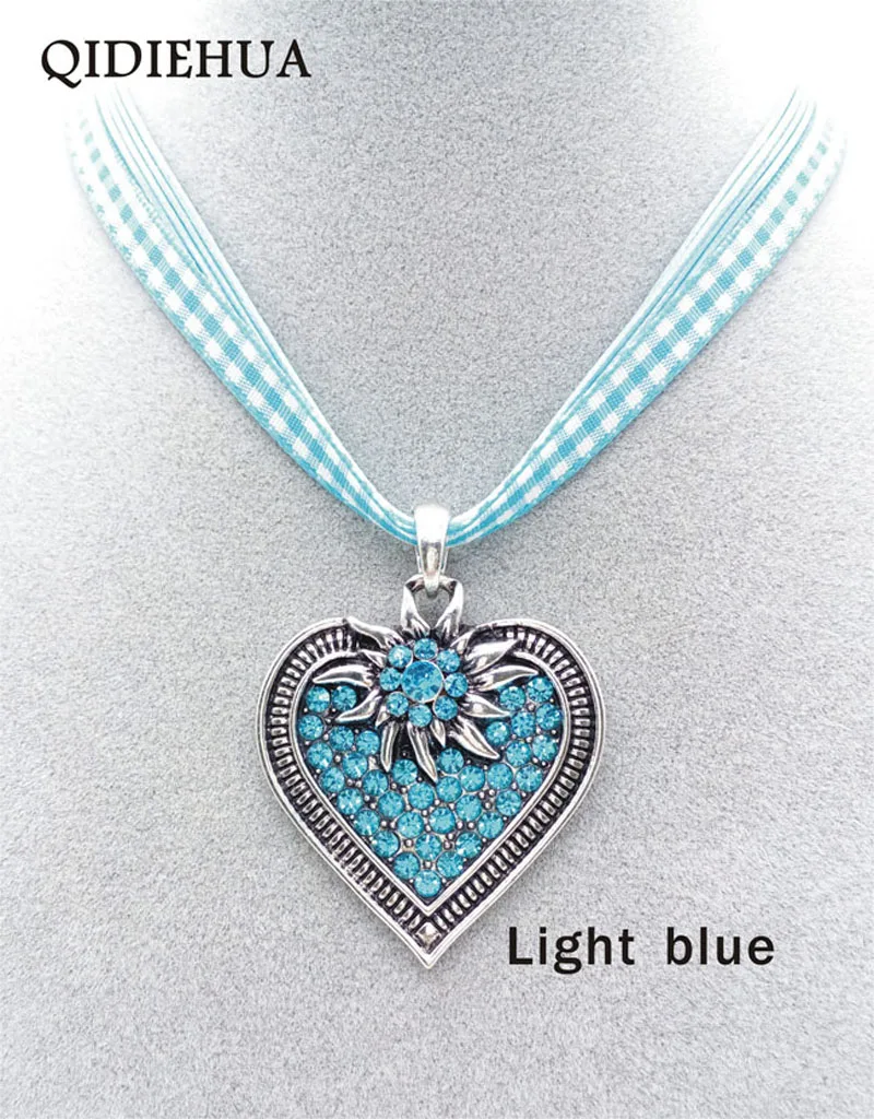 New Antique Silver Heart Shape Flower Necklaces Pendant Charm Ribbon Cord Choker Necklace Woman Party Jewelry Wholesale | Украшения и