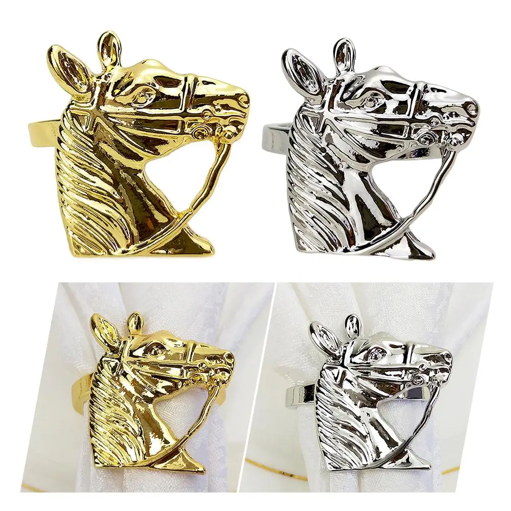 Кольцо для салфеток в форме головы лошади Золотое кольцо из сплава Западный