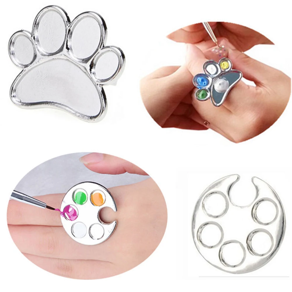 

Mini Nail Art Color Palette Eye Shadow Mixing Plate Nail Art Tool Finger Ring Mixing Color Palette For Nail Painting Drawing