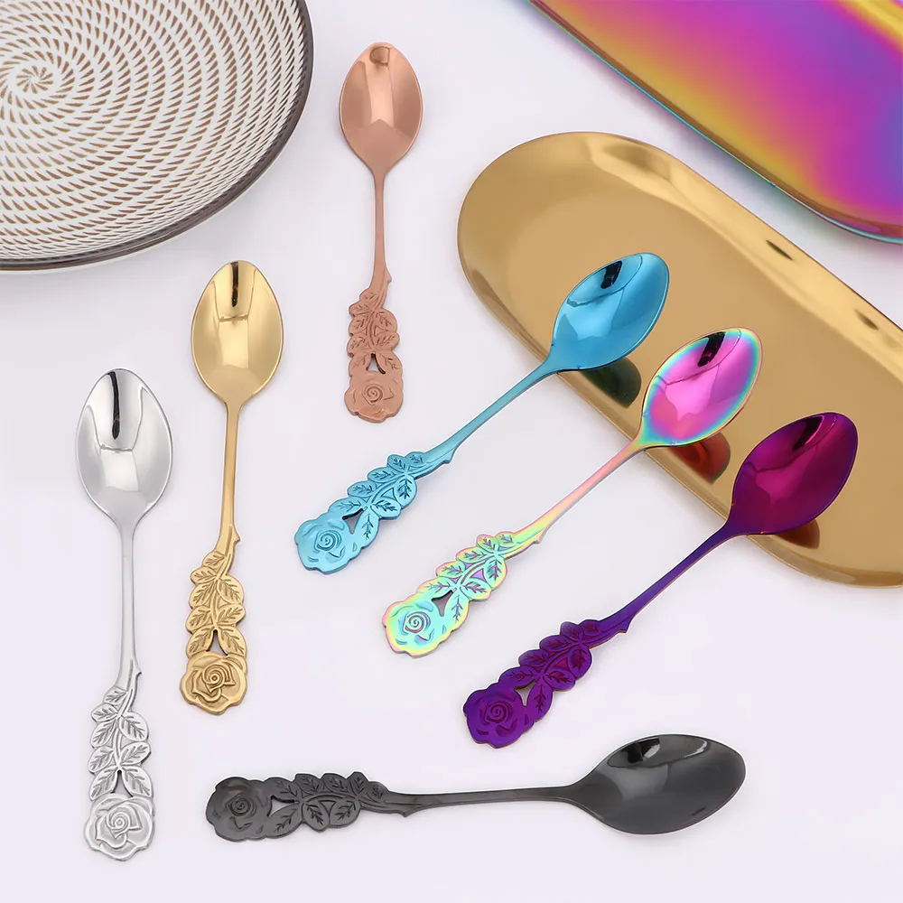 Мини Ложка для кофе в виде розы из нержавеющей стали ложка перемешивания чая