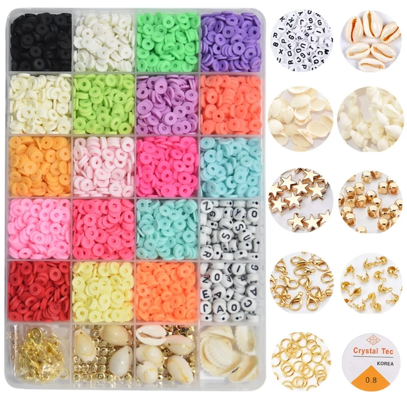 

Clay Spacer Beads Bracelets Necklace Earring DIY Craft Kit with Pendant Jump Rings Pack Bracelets Beads