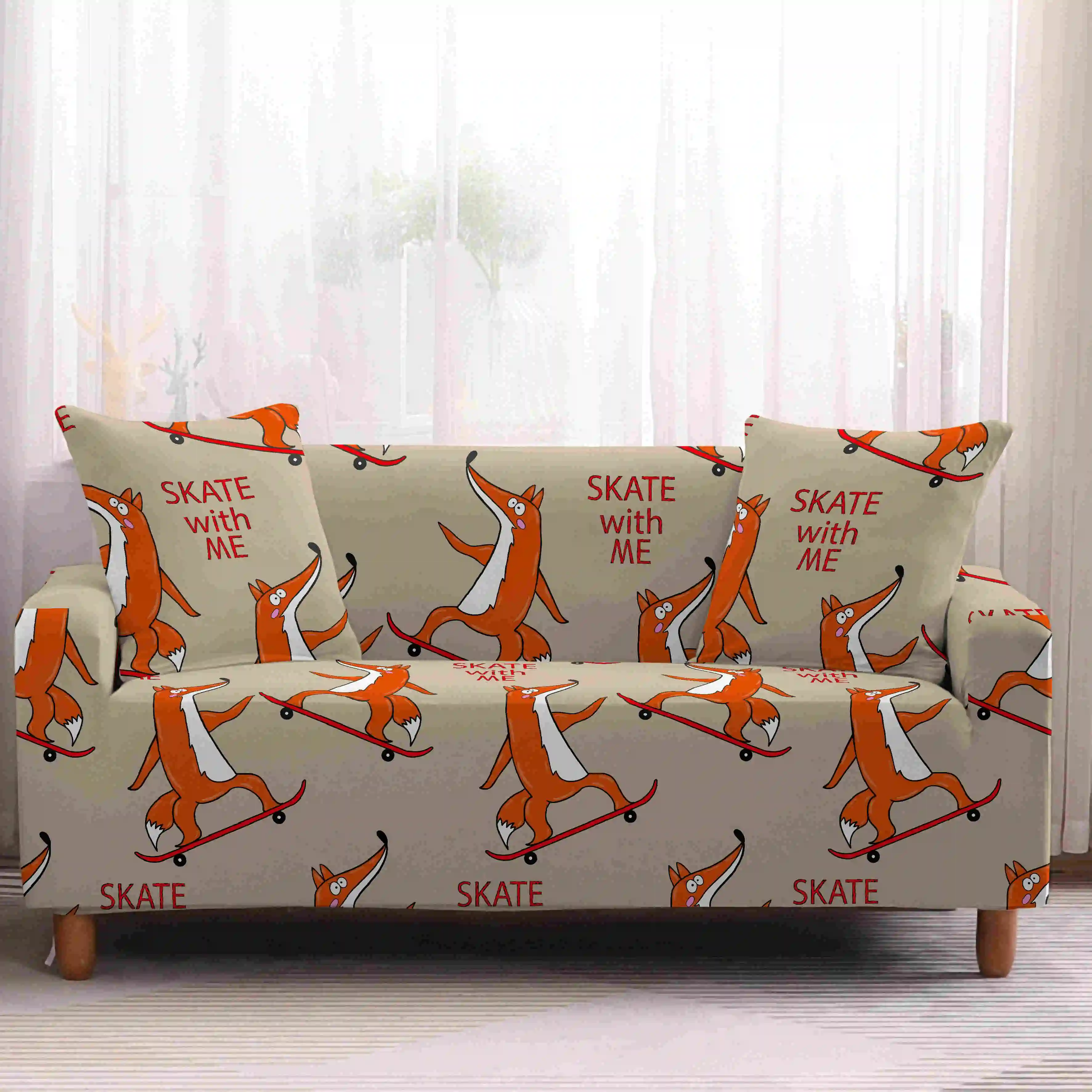 Домашний чехол для дивана из полиэстера с милым рисунком кошек секционного 1/2/3/4