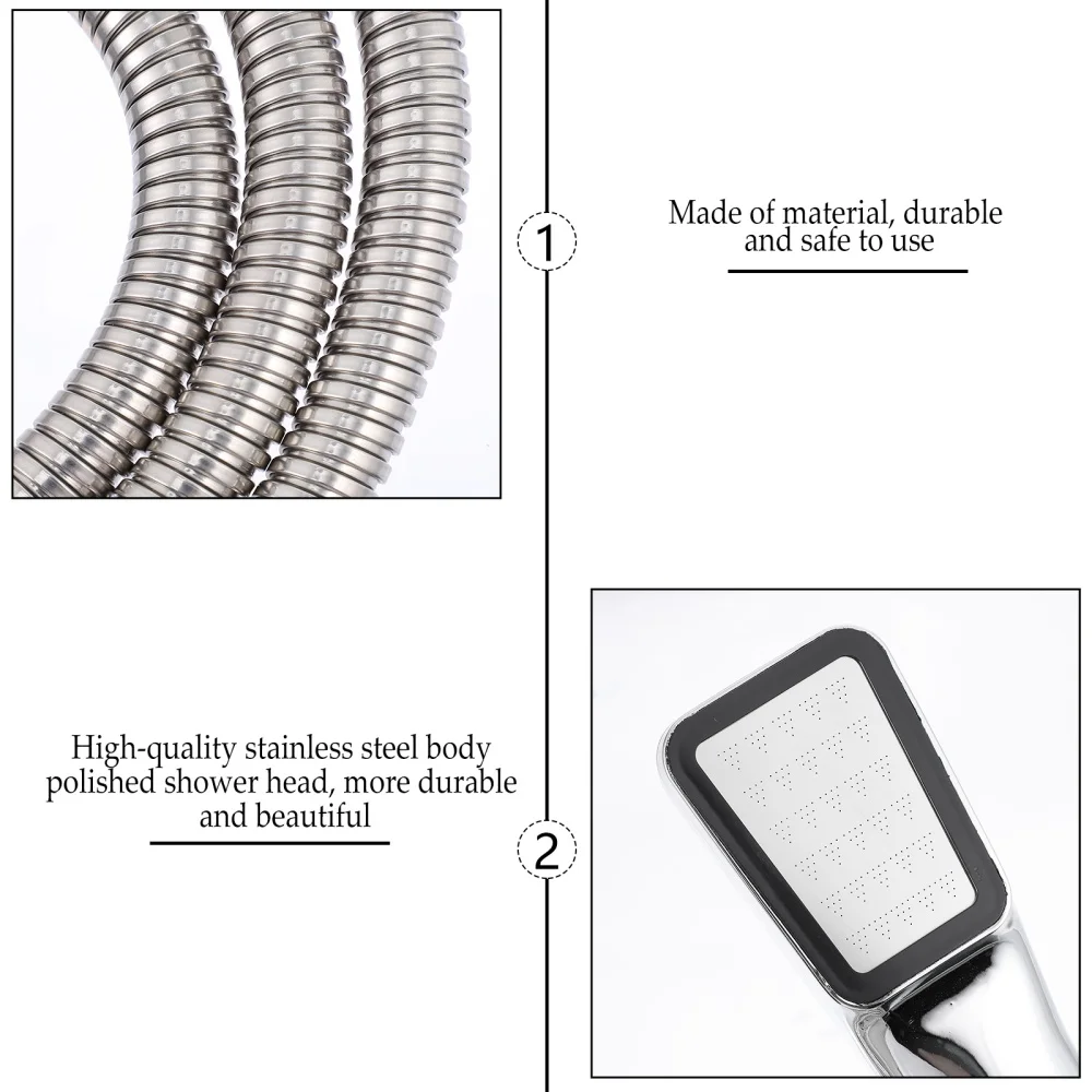 

3pcs Replacement Shower Nozzle Head Hose Base Set for Household Handheld Shower