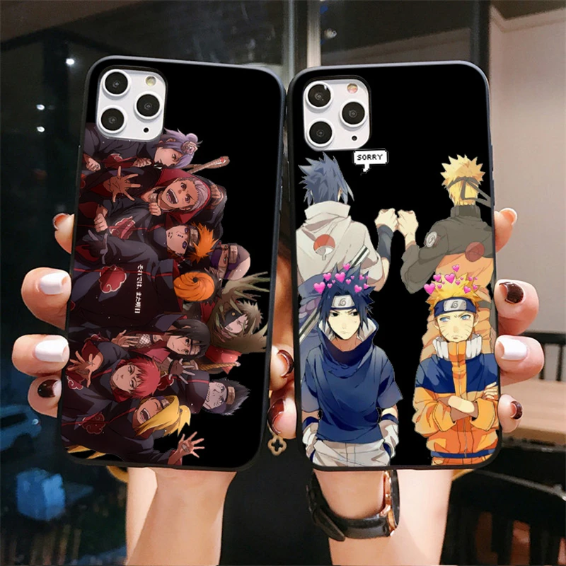 Мягкий черный матовый чехол для телефона из ТПУ Akatsuki Uzumaki Kakashi с изображением