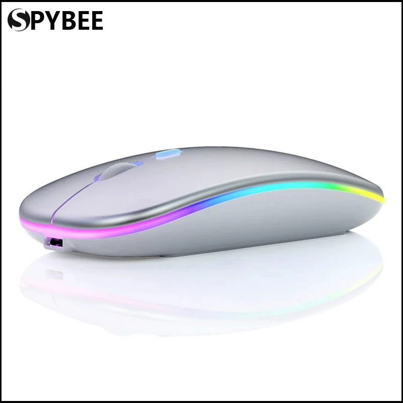 

Ультра тонкий Перезаряжаемые Беспроводной Мышь компьютер бесшумный мыши RGB светодиодный подсветкой 1600 Точек на дюйм USB Эргономичный Мышь г...