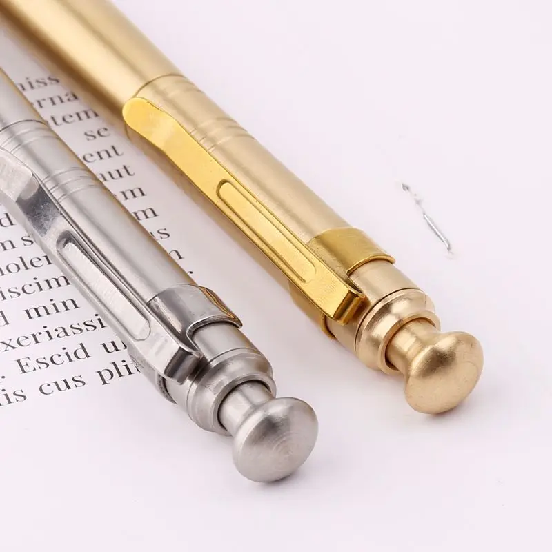 

W3JD Luxury Stainless Steel Brass Business office Ballpoint Pen Office School Supplies Stationery 0.5mm Nib