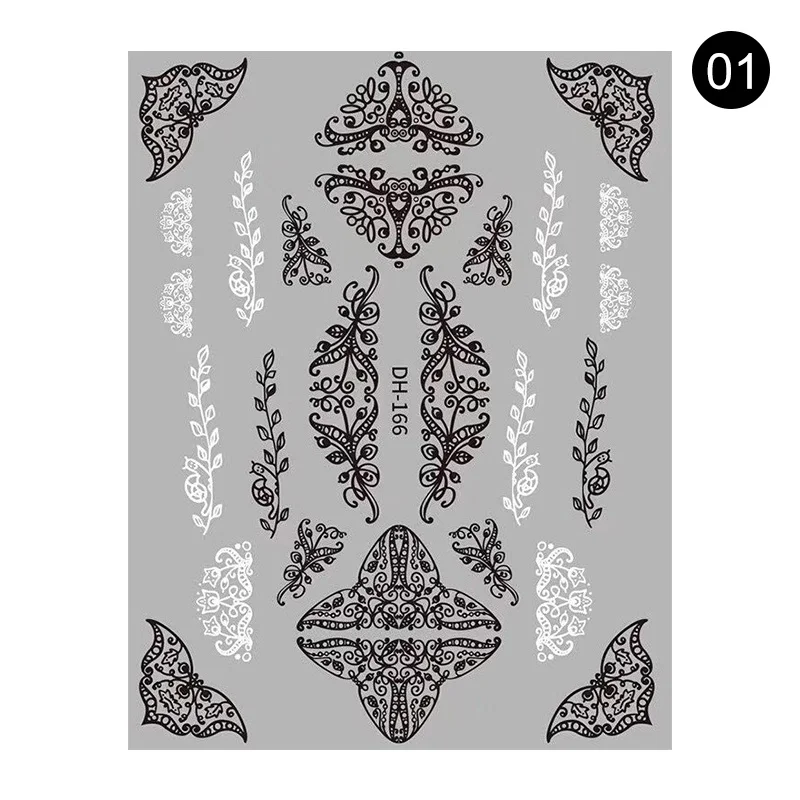 Series 2 - 01 1 Sheet 3D Nail Stickers Self-adhesive Stripe Shape Flowers Element Mixed Patterns Transfer Decals Nail Decoration for Nail Art - Color: Series 2 - 01
