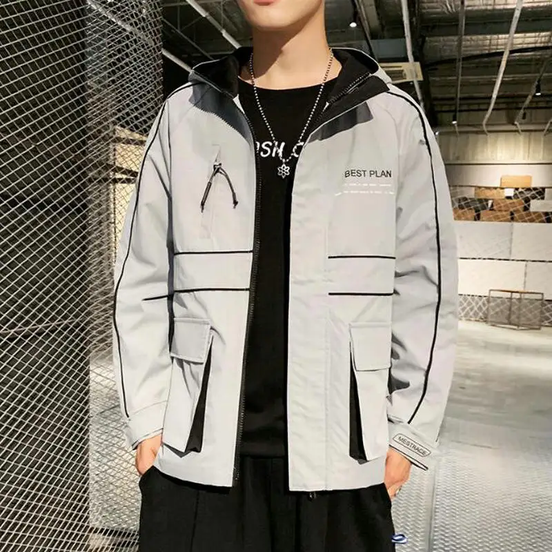 

2020 Men Hip Hop Jacket Autumn Coat Harajuku Patchwork Jacket Windbreaker Streetwear Vintage Jacket Men Oversized