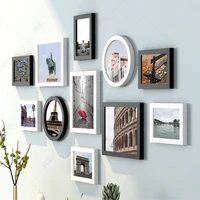 11pcsset natural wood picture frames wall decorphoto frame wall with plexiglass classic wooden frame for wall hanging