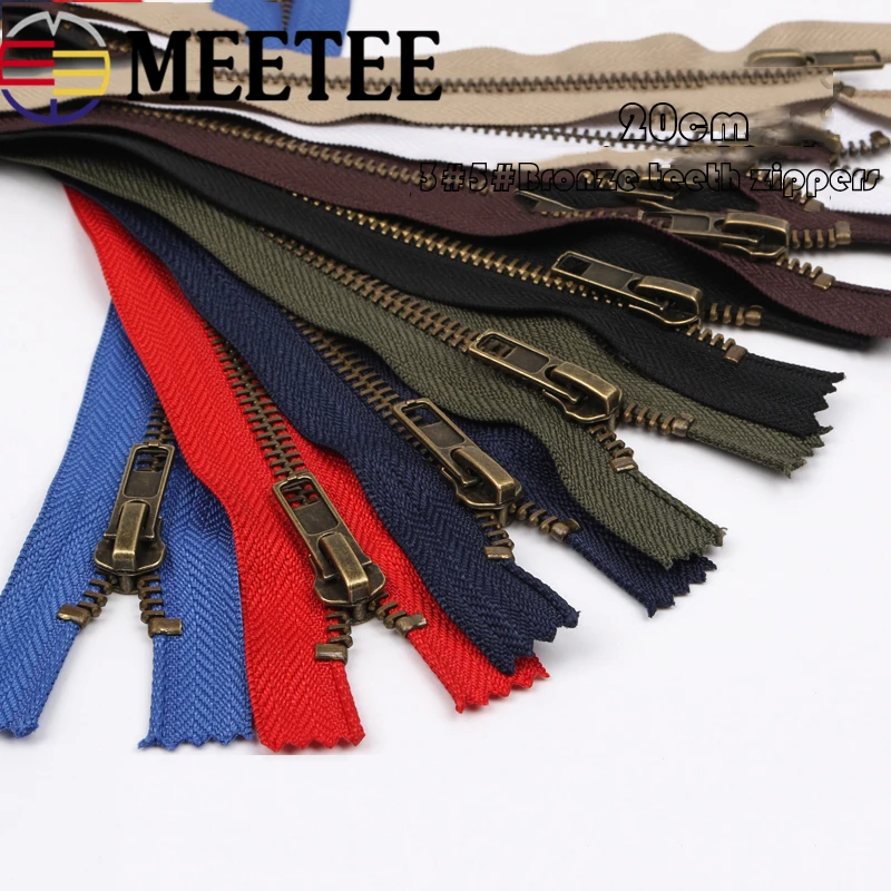 5 шт. Meetee 3#5#20 см закрытые Металлические молнии бронзовые зубы для карманных брюк сумка портной DIY Швейные Инструменты Аксессуары для одежды