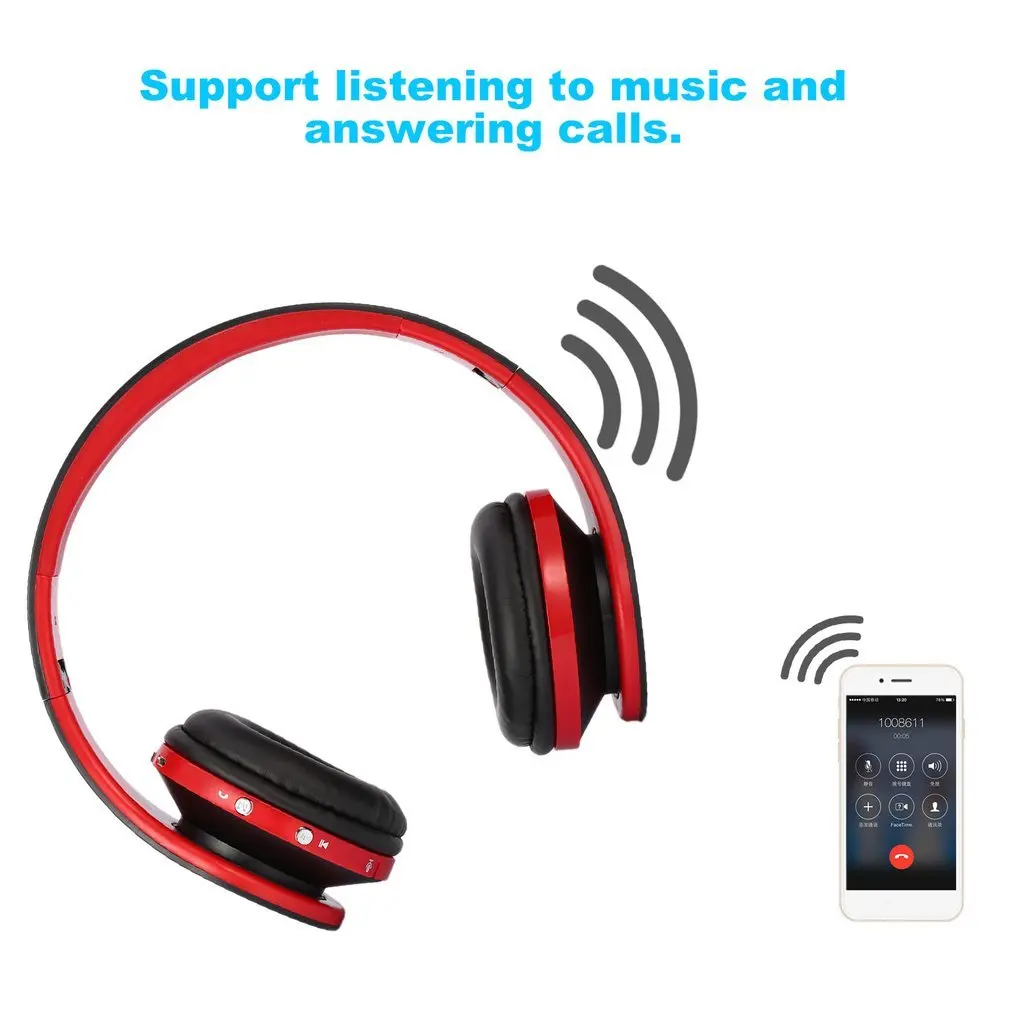 Bluetooth наушники с микрофоном для мобильного компьютера планшета тяжелый бас складной портативный регулируемый для iPhone ПК ноутбука 3,5 мм аудио