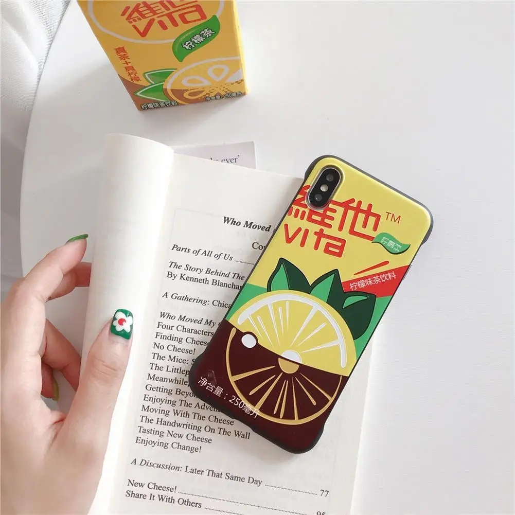 Дизайн Vitasoy VITA лимонная бутылка для напитков чехол s для iPhone7/8/xr Защитная силиконовая крышка чехол