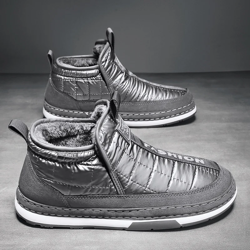 

Winter Warm Fur Shoes Men High Top Ankle Boots 2021 New Slip On Winter Boots Male Sneakers Plush Fur Snow Boots For Men Footwear
