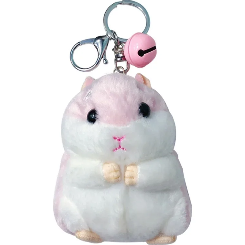 

Cartoon plush hamster doll car keychain creative men and women bag key chain ring bell pendant
