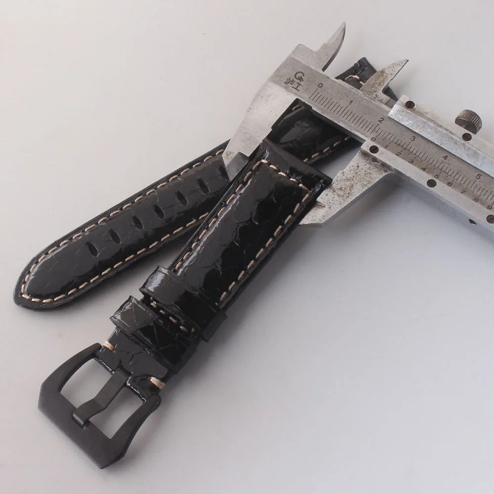 

new style fashion Watchbands strap Special Leather Watch strap snake skin accessories 22mm 24mm 26mm Black with black pin buckle