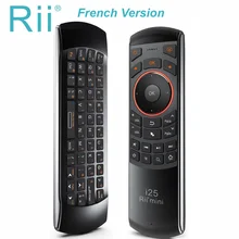 Rii i25 Mini Keyboard Air Mouse Remote Control with 2.4 G Wireless French AZERTY for Smart Android TV Box IPTV HTPC