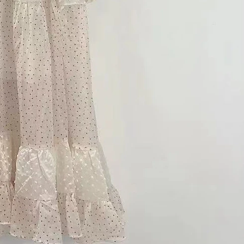 

Женское платье с оборками, кружевное свободное платье в горошек с рукавами-фонариками, Новинка лета 2021