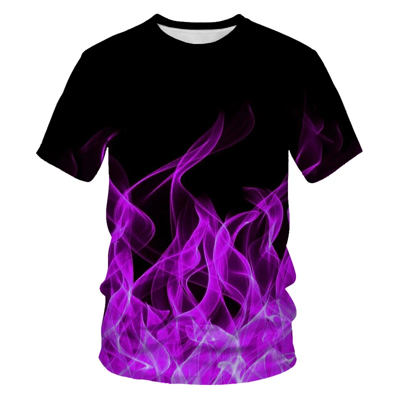 

Flame series handsome summer O-neck short-sleeved large size 3D hot-selling summer 2021 fashion casual sports T-shirt breathable