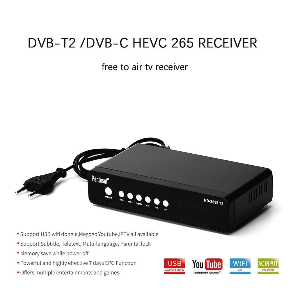 DVB T2 HEVC 265 ТВ приемник C цифровой Декодер для тюнера H.265 Full HD T телеприставка Youtube IP TV