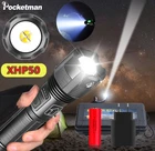 Самый мощный светодиодный фонарик XHP50, фонафонарь с USB XHP50.2, перезаряжаемые тактические фонарики 18650 или 26650, ручная лампа