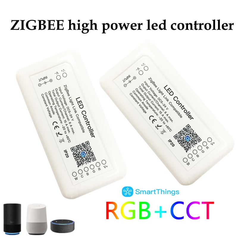 

Tuya Zigbee 3.0 Smart LED Controller RGB+CCT 6 Pin Light Strip Controller DC12-24V 15A support Alexa Google home smartthings