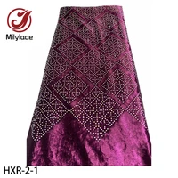 hot sale soft velvet lace fabric 2020 high quality african lace fabric with stone for evening dress hxr 2