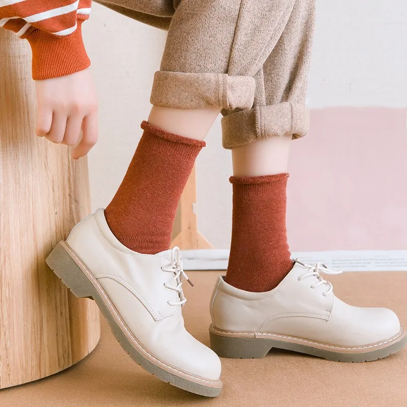 

Socks for Woman Homewear Sleeping Autumn Winter Thick Warm Women's Socks Solid Casual Cotton Long Sock for Christmas Gift