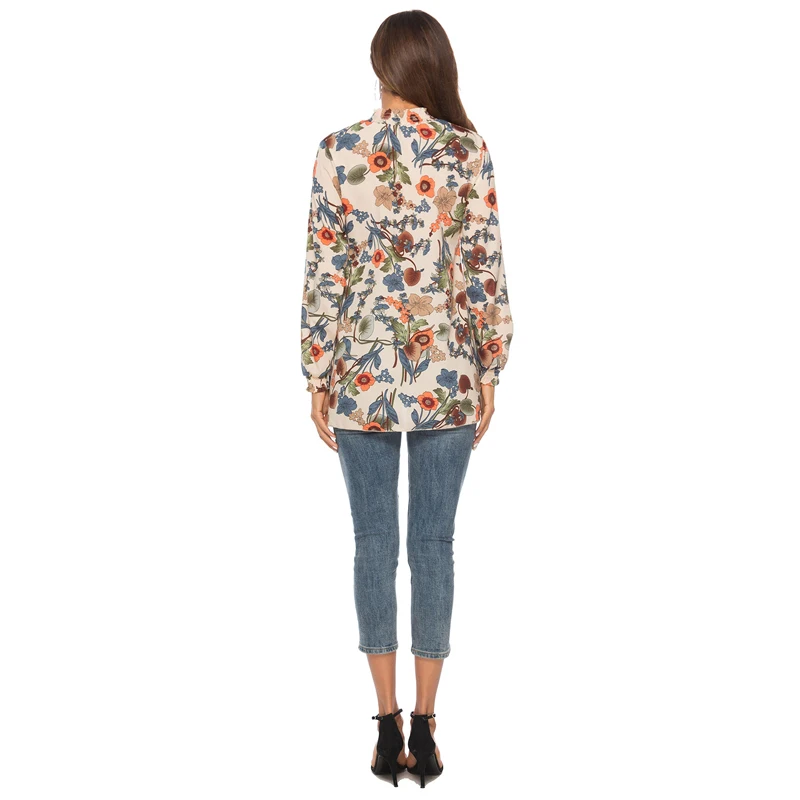 

HaleyChan Women Casual Round Neck Floral T-Shirt Top Chiffon Long Sleeve Blouse Plus Size Top Ladies Tops Black Long Sleeve Top