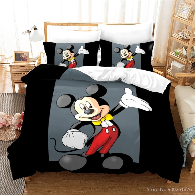

Disney Cartoon Mickey Minnie Mouse Bedding Set Queen King Size Duvet Cover Set Soft Comforter Cover Pillowcase Set Home Textile