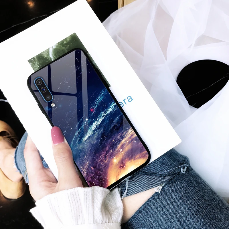 Популярный чехол для samsung Galaxy A50 A30s A50s Чехол классный роскошный стеклянный чехол для задней крышки для samsung A50 чехол мягкая рамка A 50 s