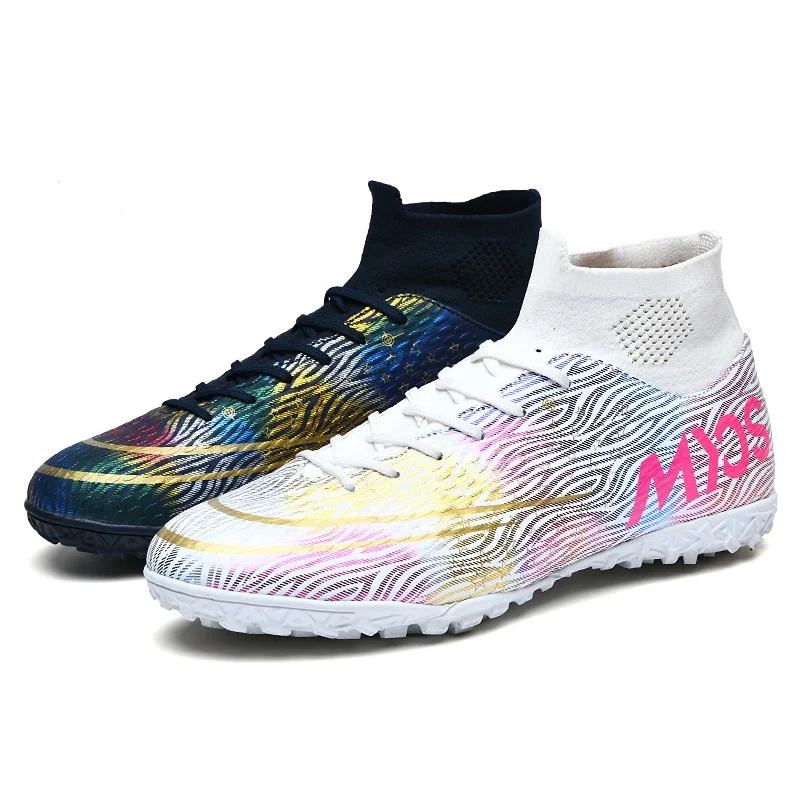 Men's Soccer Shoes Teenager Breathable Sneakers Grass Training Sports Shoes FG / TF High Ankle Cleats Antiskid Football Boots