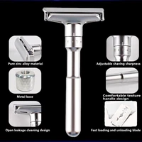 adjustable safety razor double edge classic mens shaving mild to aggressive 1 6 file hair removal shaver it with 5 blades